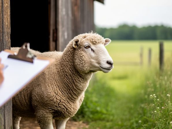 Heritage livestock standing in a Canadian pasture beside a weathered barn, representing participation in natural heritage and endangered species programs for rare breeds.